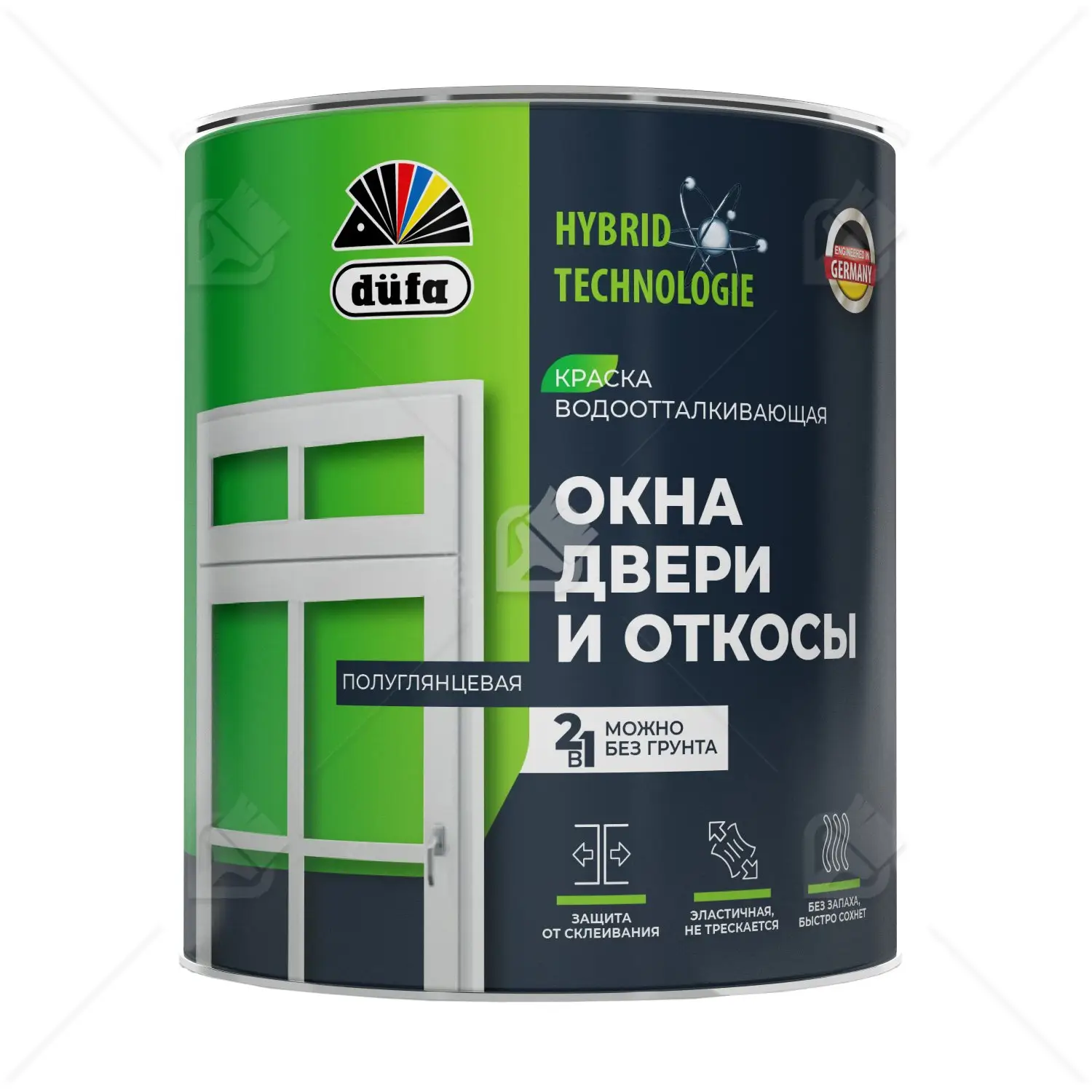 Краска для окон, дверей и откосов Dufa акриловая полуглянцевая белая 0,75 л