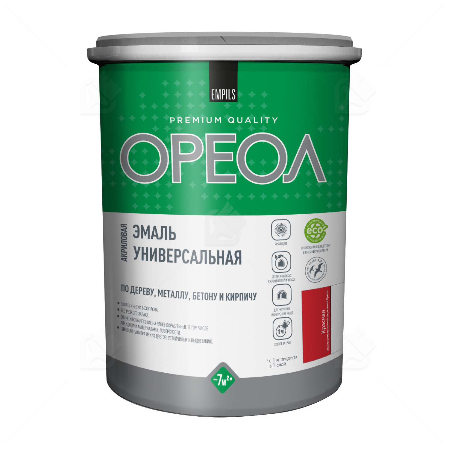 Эмаль универсальная акриловая Ореол глянцевая крас 2,5 кг