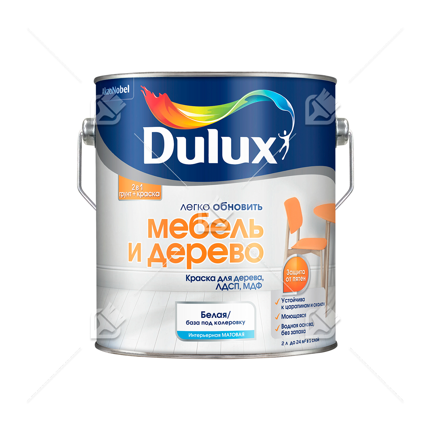 Краска для дерева водно-дисперсионная Dulux Мебель и дерево матовая база BW 2 л.