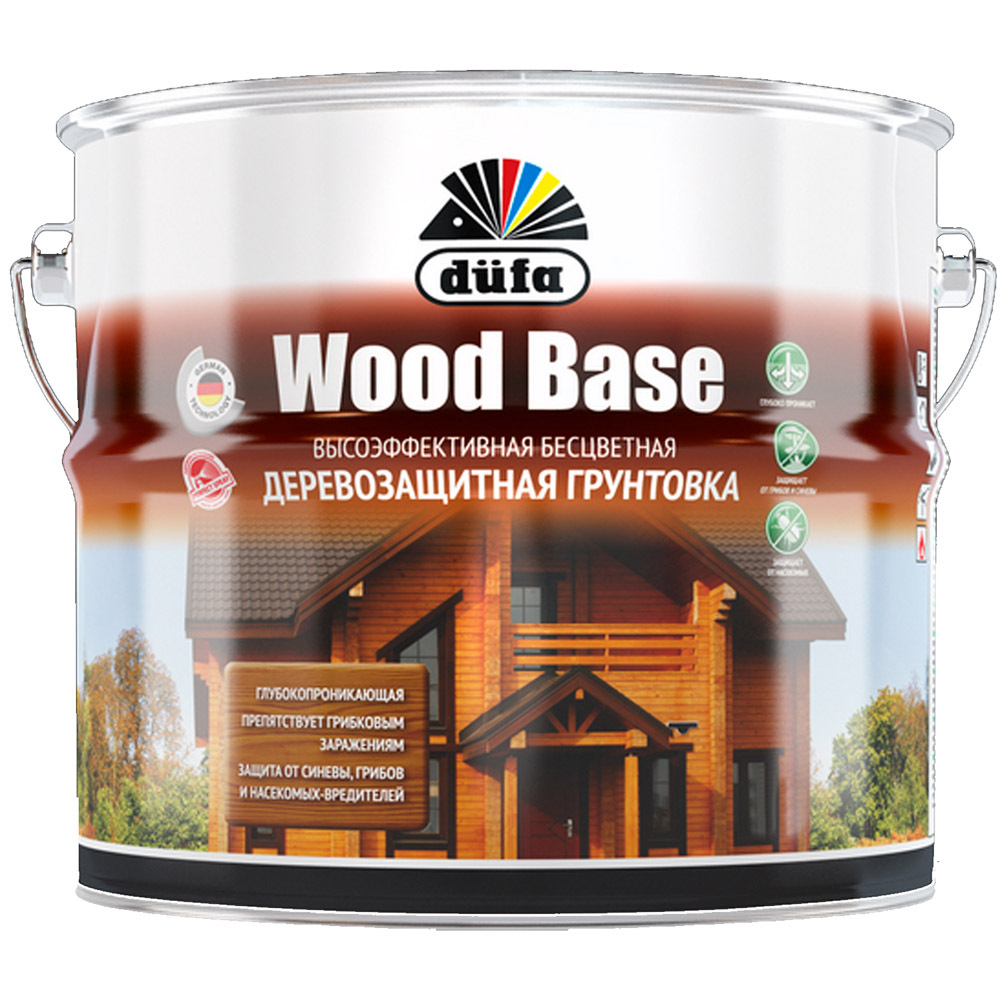 Грунт для защиты древесины Dufa Wood Base с биоцидом бесцветная 10 л.
