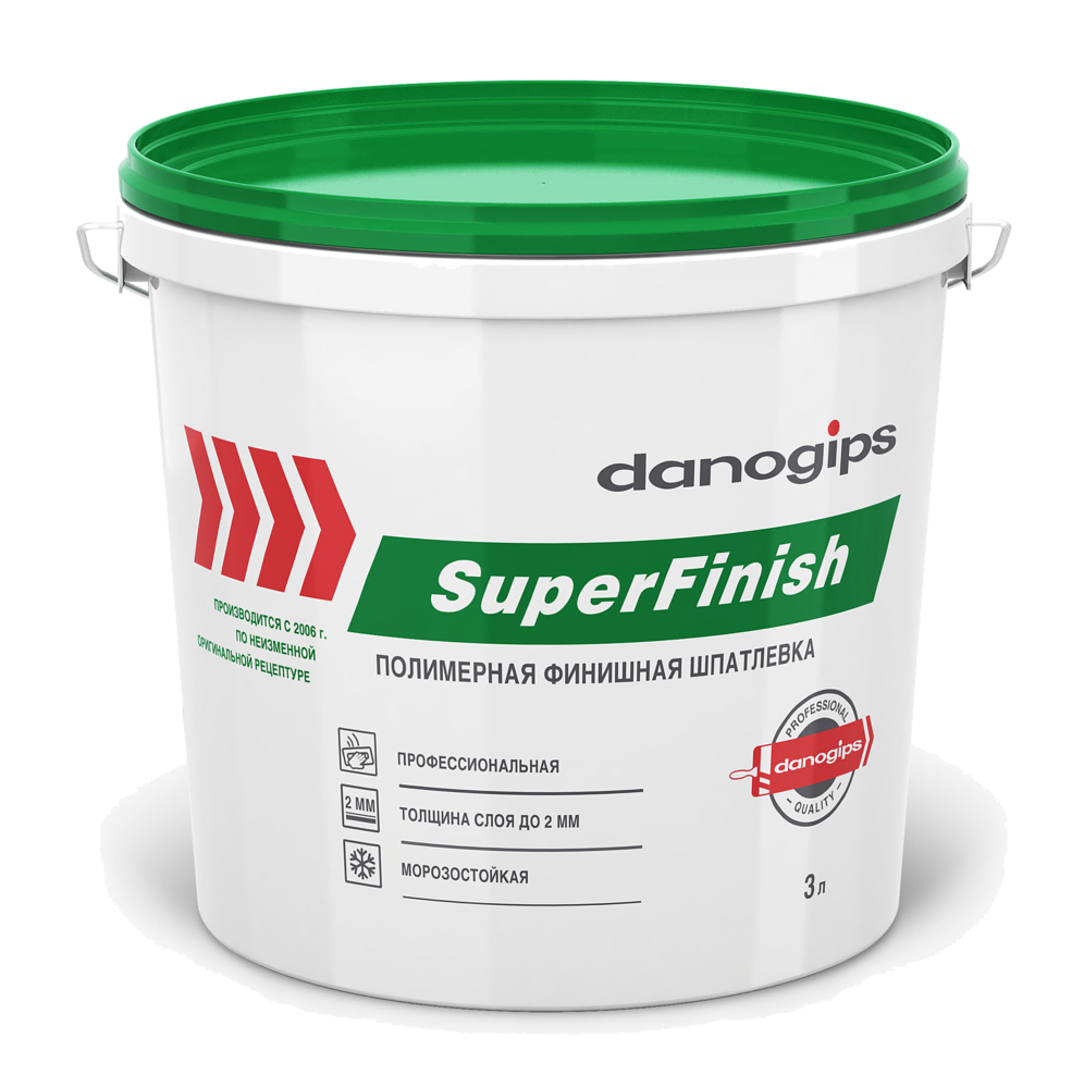 Шпатлевка для внутренних работ полимерная Danogips SuperFinish (11л/18кг)