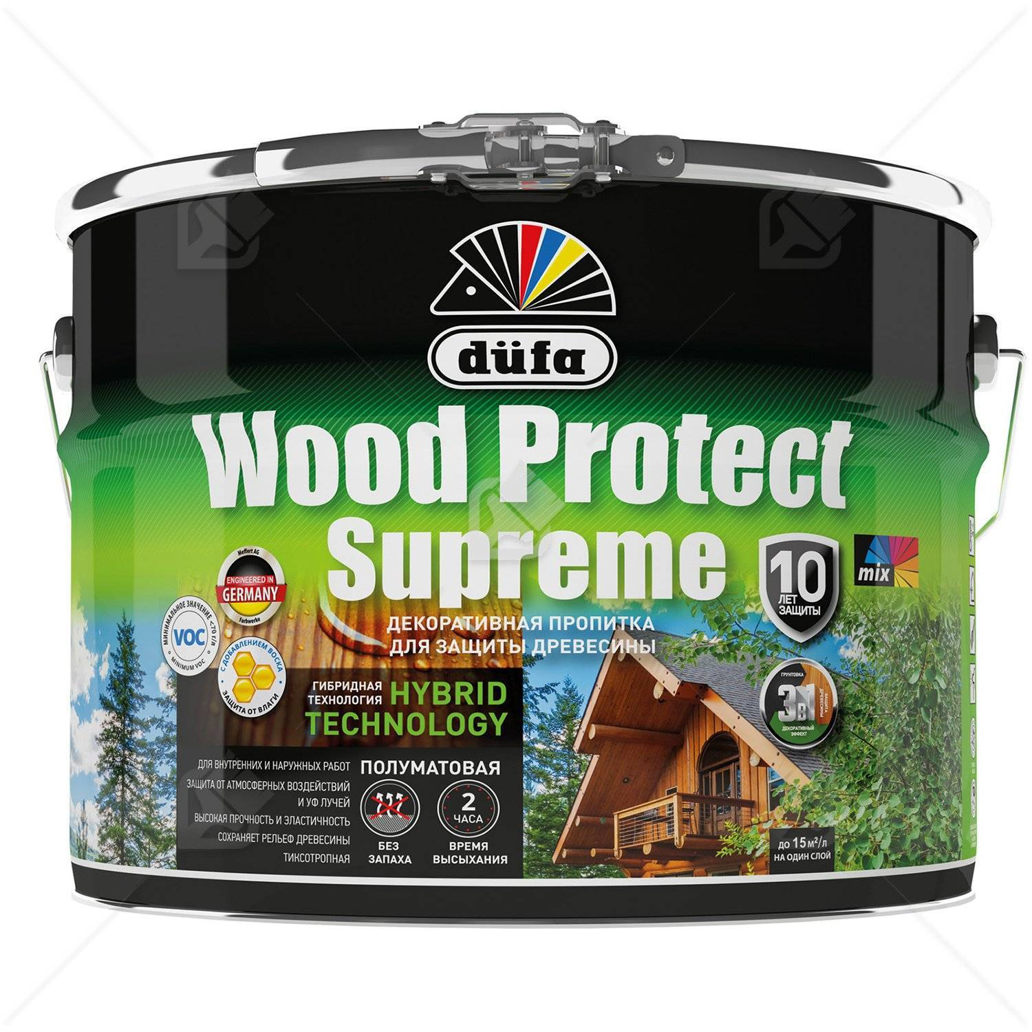 Пропитка декоративная для защиты древесины Dufa Wood Protect Supreme палисандр 9 л