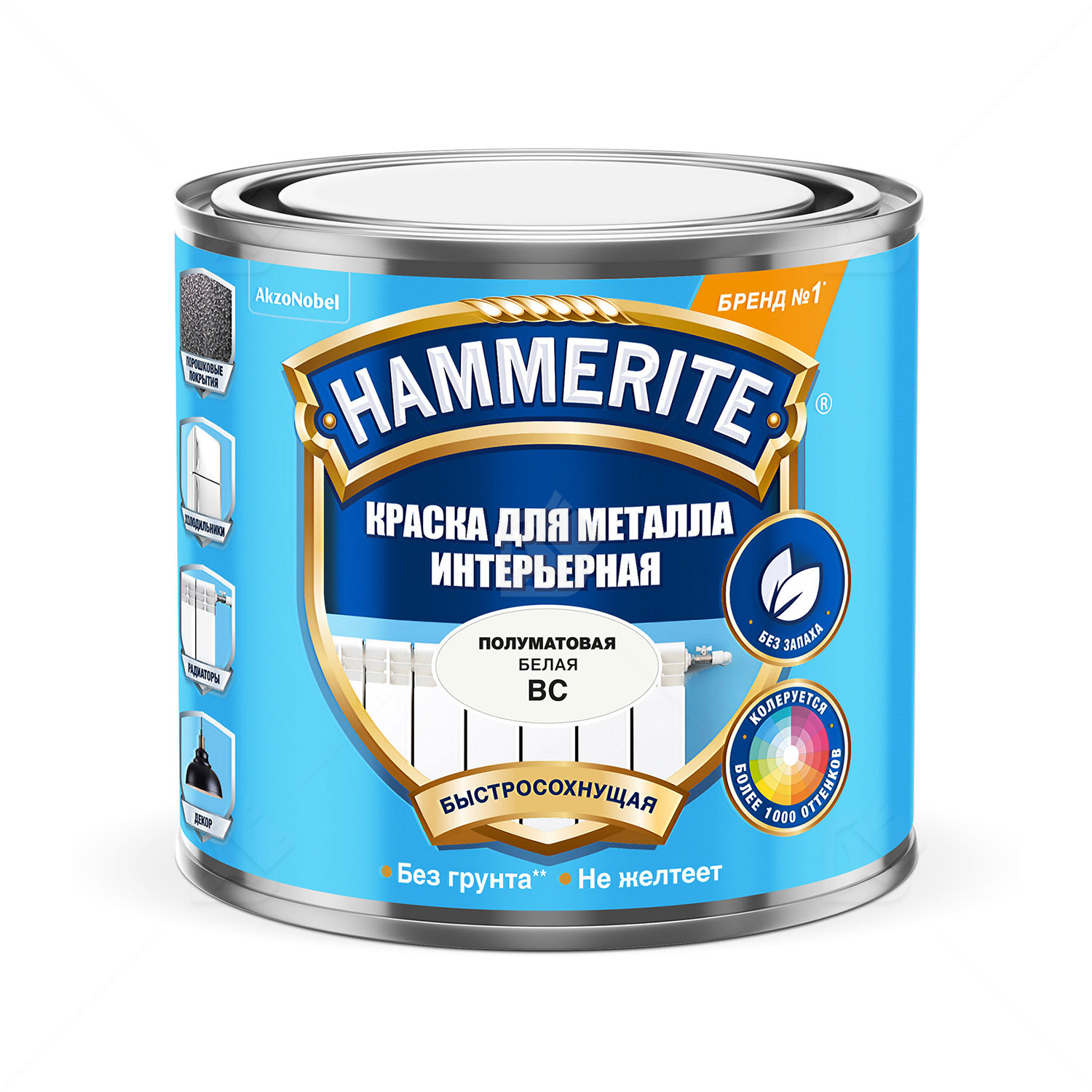 Краска для металлических поверхностей интерьерная Hammerite база BC 0,5 л.
