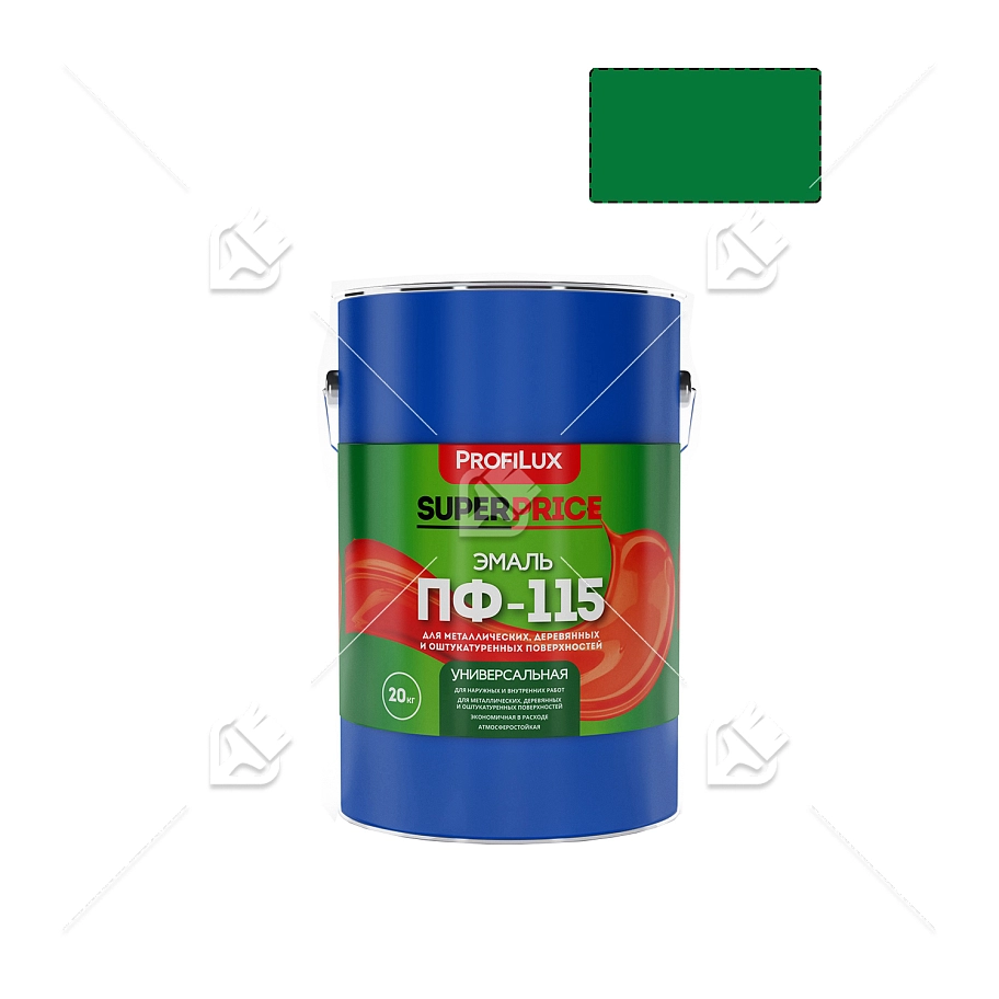 Эмаль ПФ-115 универсальная алкидная Profilux Superprice полуматовая зеленая 20 кг