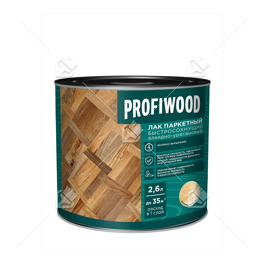 Лак паркетный Profiwood быстросохнущий алкидно-уретановый полуматовый 2,6 л
