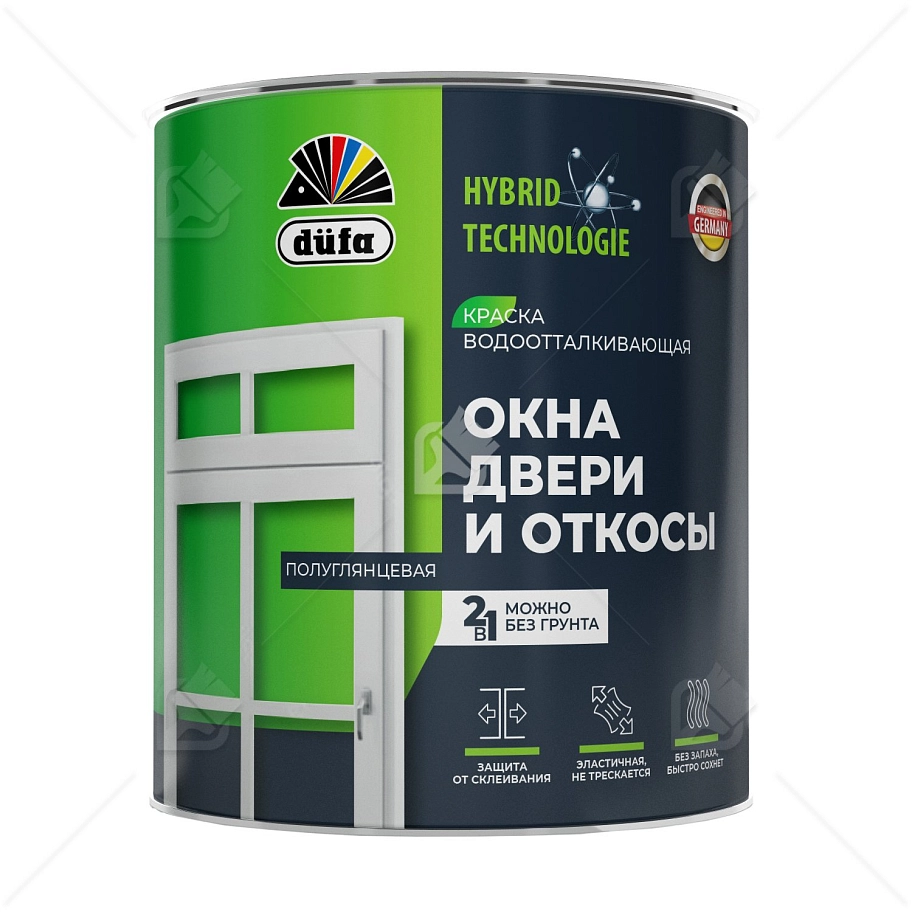 Краска для окон, дверей и откосов Dufa акриловая полуглянцевая белая 0,75 л
