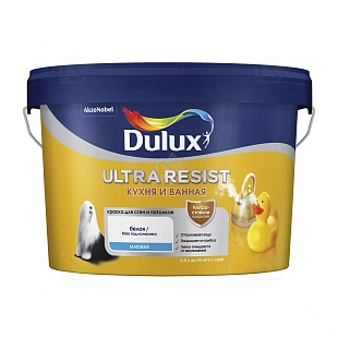 Краска для кухни и ванной латексная Dulux Ultra Resist матовая база BW 2,5 л.