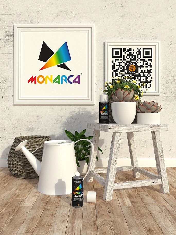 Краска универсальная аэрозольная акриловая Eastbrand Monarca глянцевая RAL 9003 белая 520 мл.