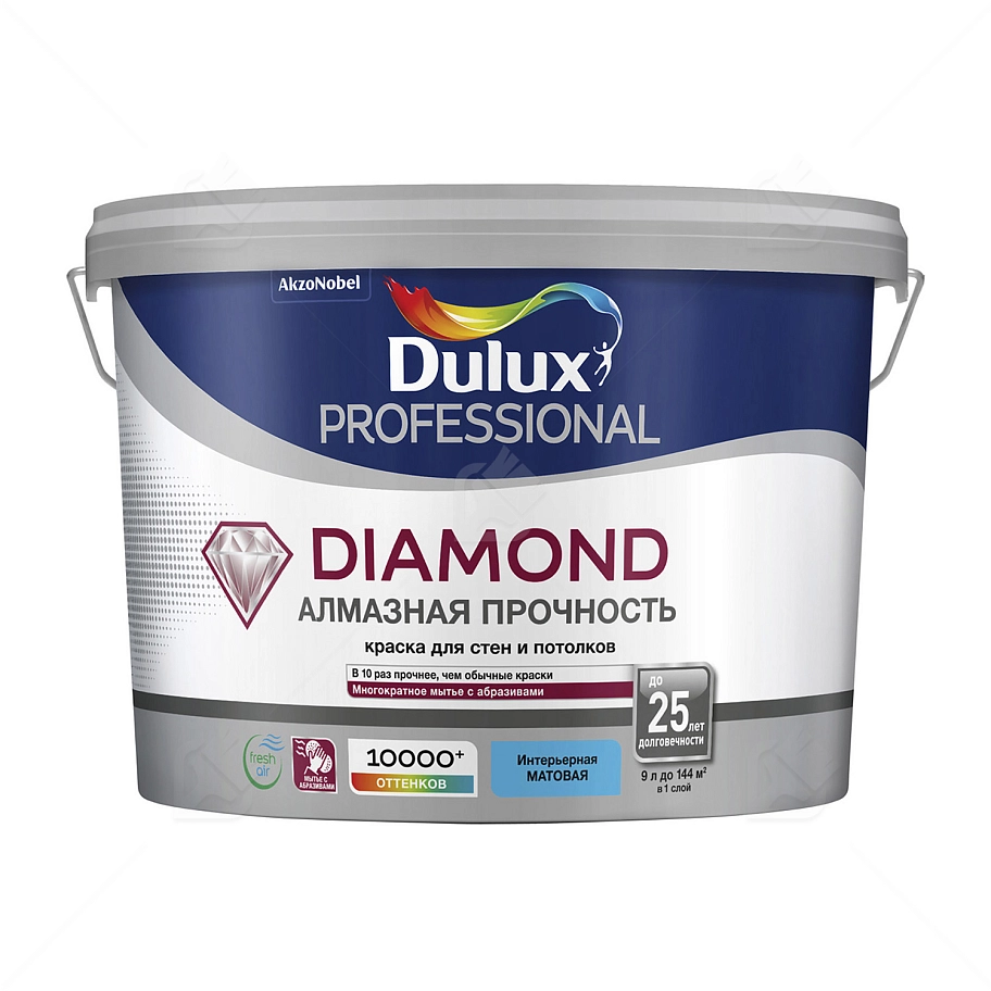 Краска для стен и потолков водно-дисперсионная Dulux Diamond Matt матовая база BW 10/9 л