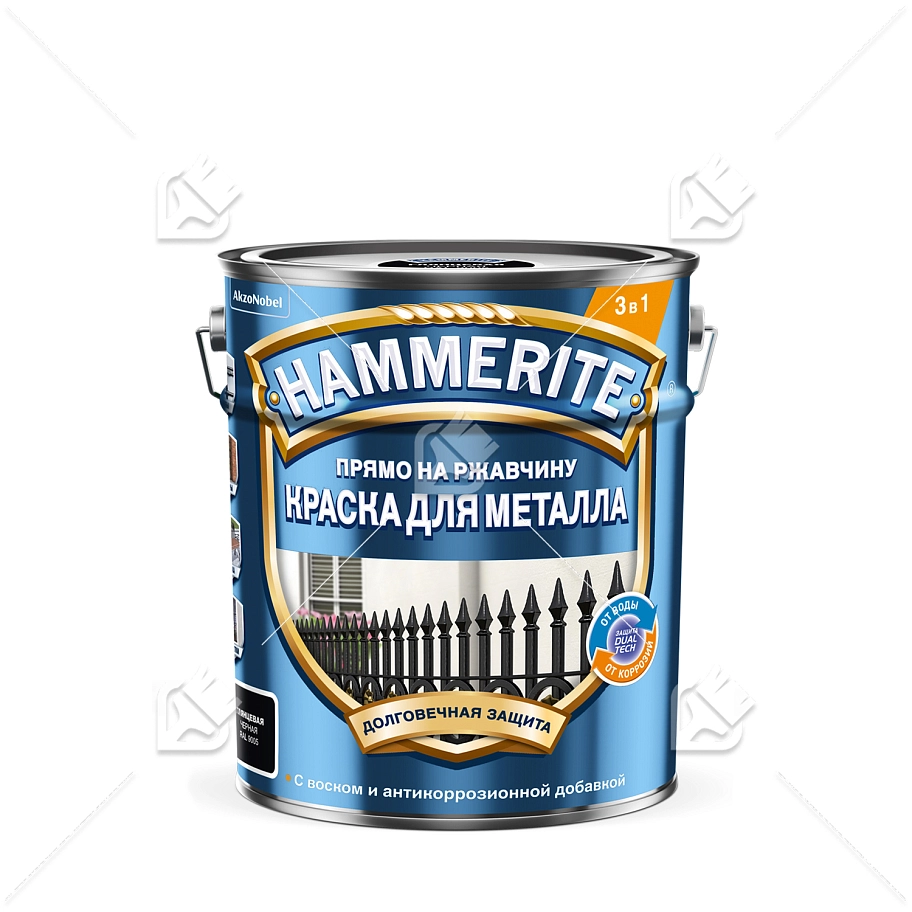 Краска для металлических поверхностей алкидная Hammerite гладкая черная RAL 9005 5 л