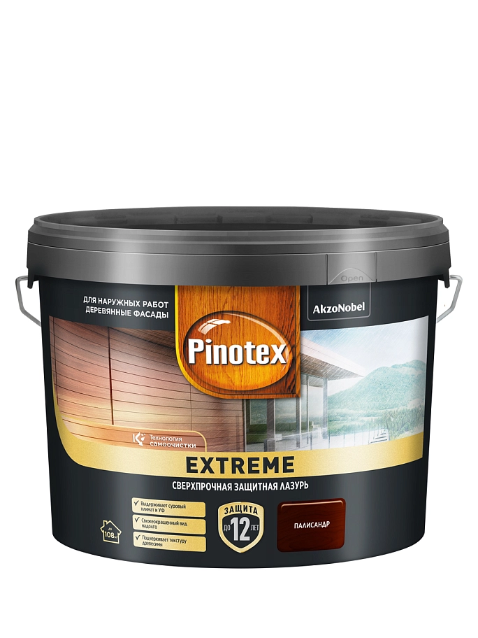 Пропитка декоративная для защиты древесины Pinotex Extreme палисандр полуматовая 9 л