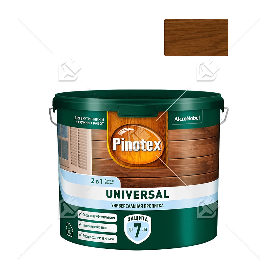 Pinotex Universal 2 в 1 универсальная пропитка для древесины Индонезийский тик 2,5 л