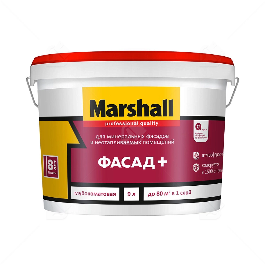Краска фасадная акриловая водно-дисперсионная Marshall Фасад+ глубокоматовая база BC 9 л.
