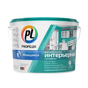 Краска для стен и потолков для влажных помещений латексная Profilux PL-13L глубокоматовая супербелая база 1 1,4 кг.