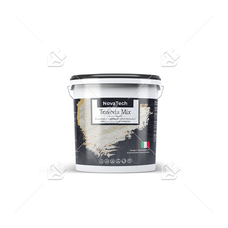 Штукатурка декоративная NovaTech Traverta Mix эффект камня травертина 8 кг