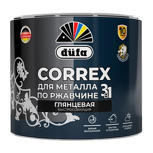 Грунт-эмаль по ржавчине гладкая Dufa Correx RAL-9005 черный 2л