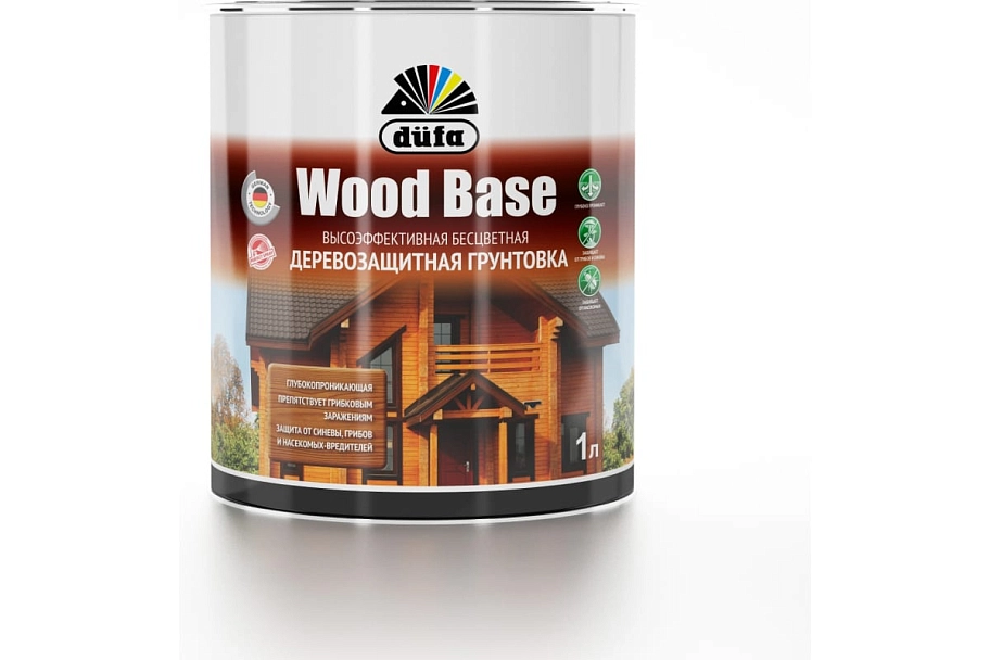 Грунт для защиты древесины Dufa Wood Base с биоцидом бесцветная 1 л.