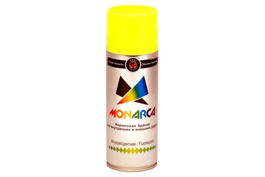 Краска универсальная аэрозольная акриловая Eastbrand Monarca Флуоресцентная желтая 520 мл.