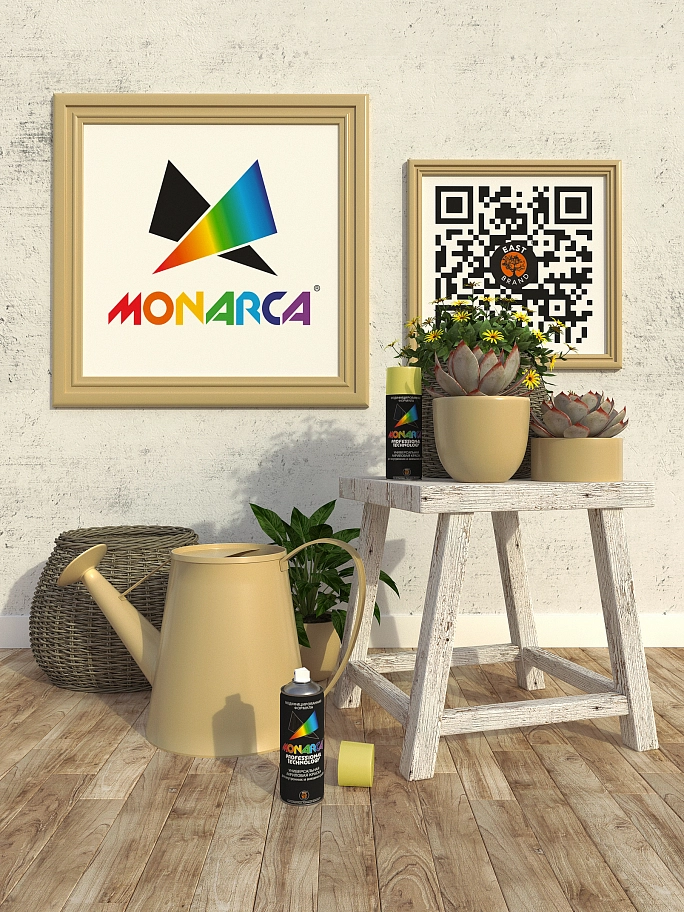 Краска универсальная аэрозольная акриловая Eastbrand Monarca RAL 1014 слоновая кость 520 мл.