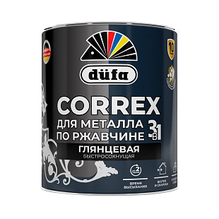 Грунт-эмаль по ржавчине гладкая Dufa Correx RAL-9005 черный 0,75л