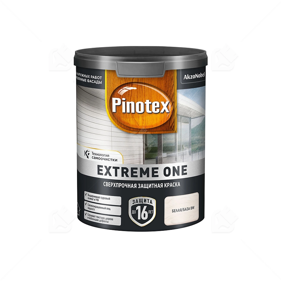 Краска для деревянных фасадов акриловая Pinotex Extreme One база BW полуматовая 0,9 л.