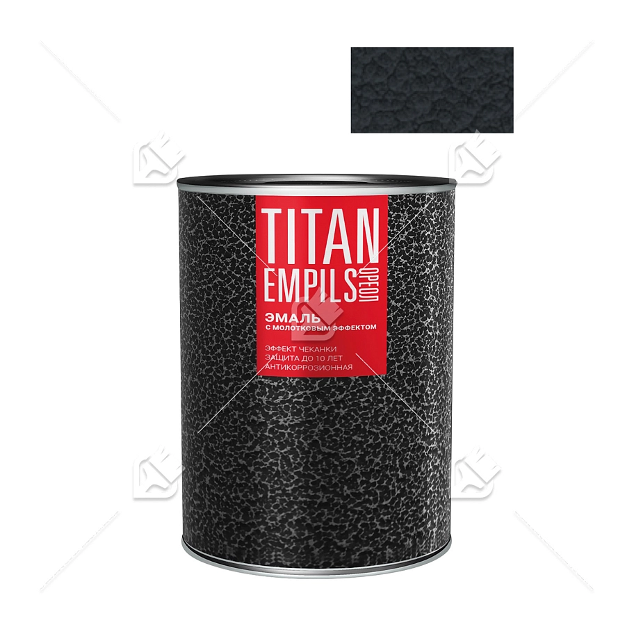 Эмаль для металлических поверхностей Ореол Титан молотковая черная 0,8 кг.