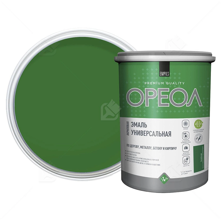 Эмаль универсальная акриловая Ореол глянцевая зеленая 2,5 кг