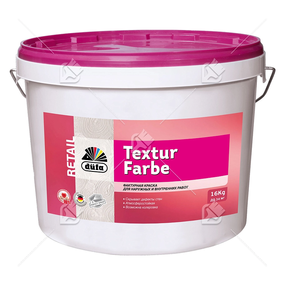 Краска структурная для внутренних и наружных работ атмосферостойкая Dufa Retail Textur Farbe 16 кг.