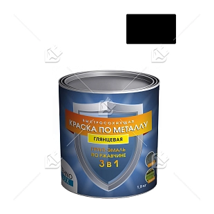 Грунт-эмаль 3 в 1 Технолюкс гладкая черная RAL 9005 1,9 кг