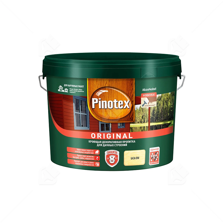 Пропитка декоративная для защиты древесины Pinotex Original база BW 9 л.