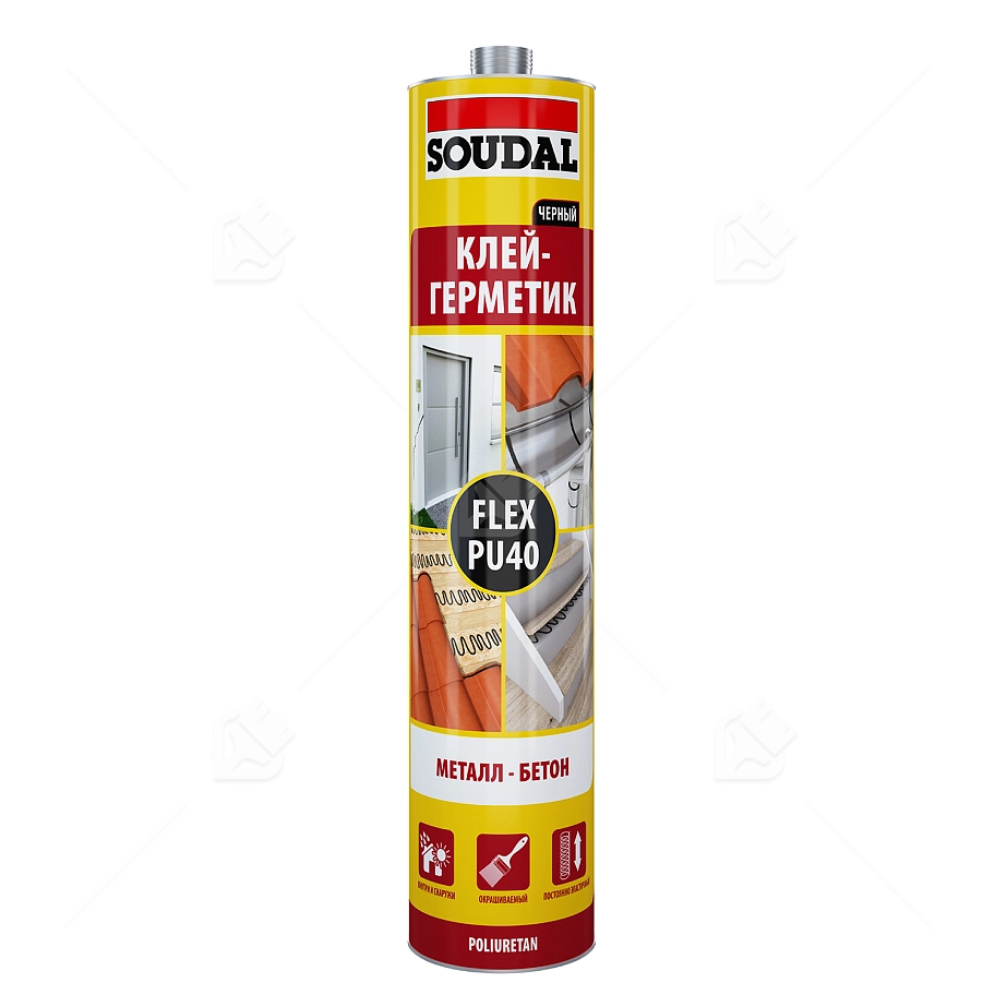 Герметик полиуретановый универсальный Soudal Flex PU 40 черный 300 мл