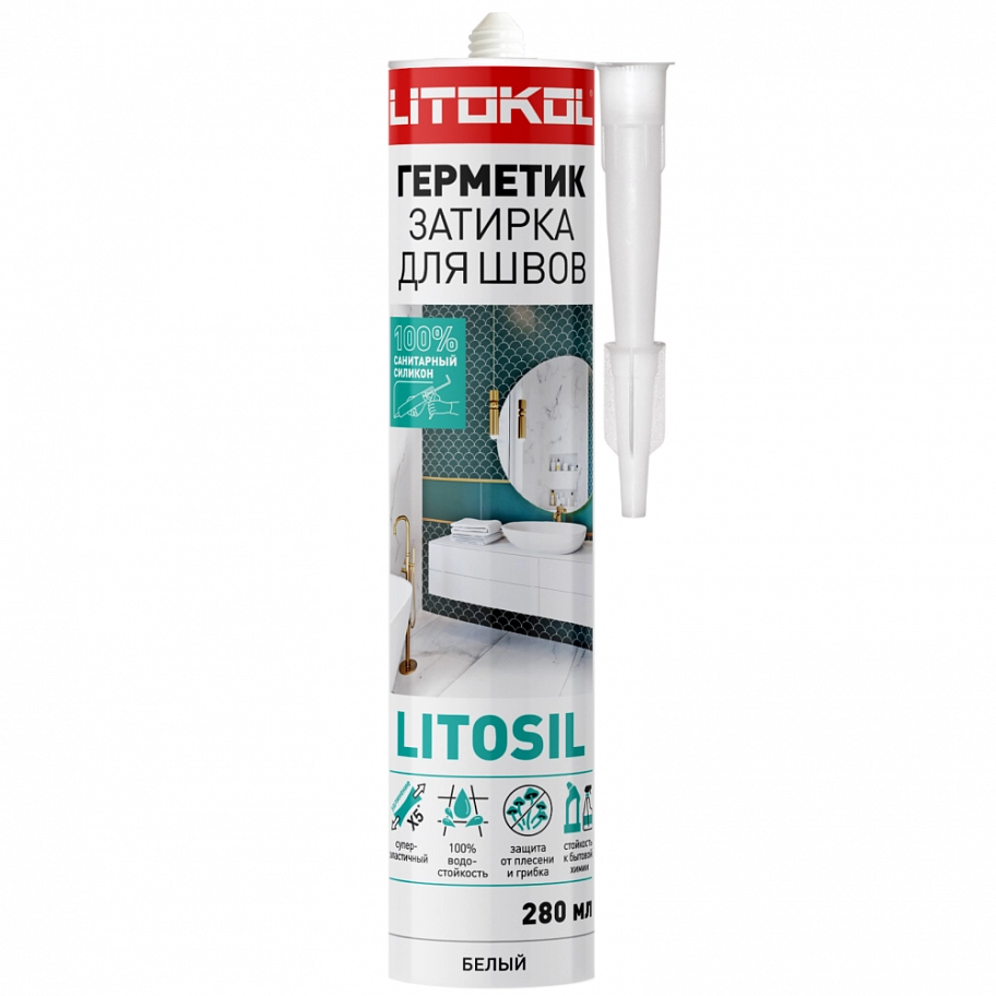 Герметик санитарный силиконовый Litokol Litosil белый 280 мл