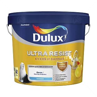 Краска для кухни и ванной латексная Dulux Ultra Resist матовая база BC 4,5 л.