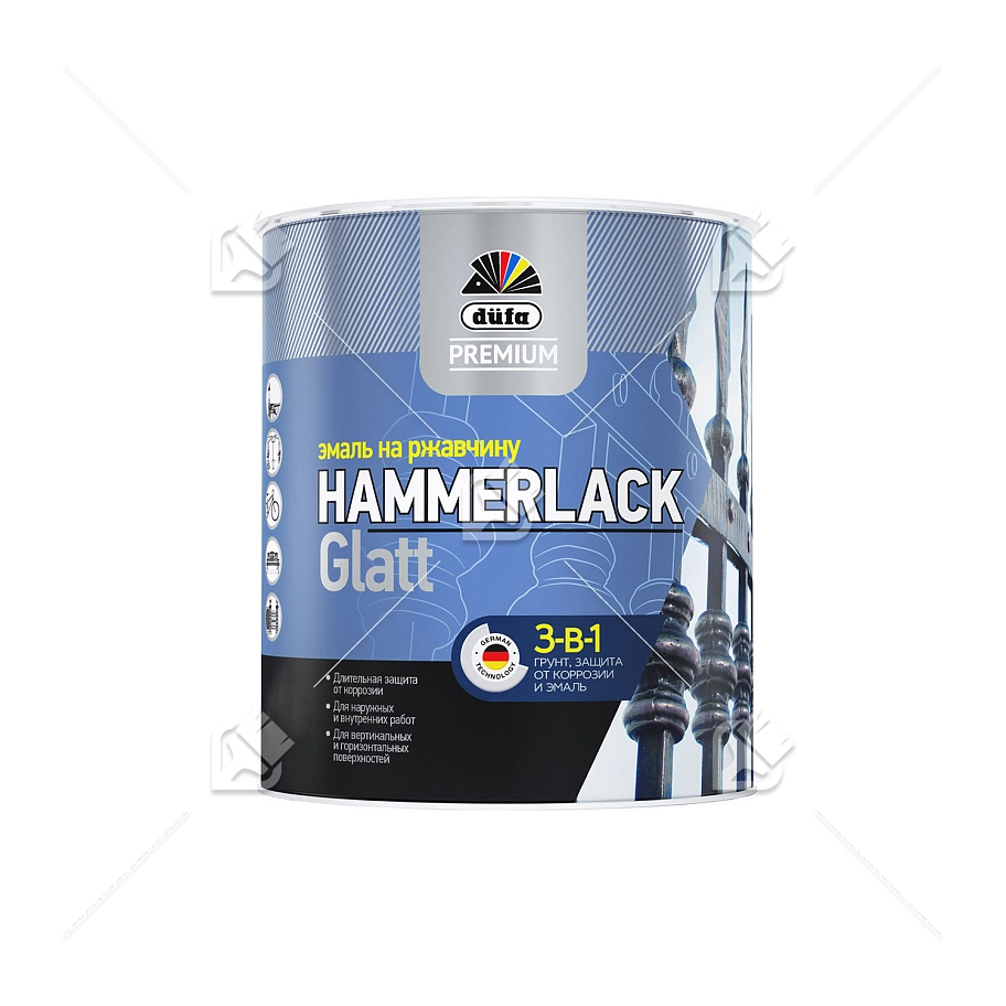 Эмаль на ржавчину Dufa Premium Hammerlack 3-в-1 гладкая RAL 8017 шоколадно-коричневая 0,75 л.