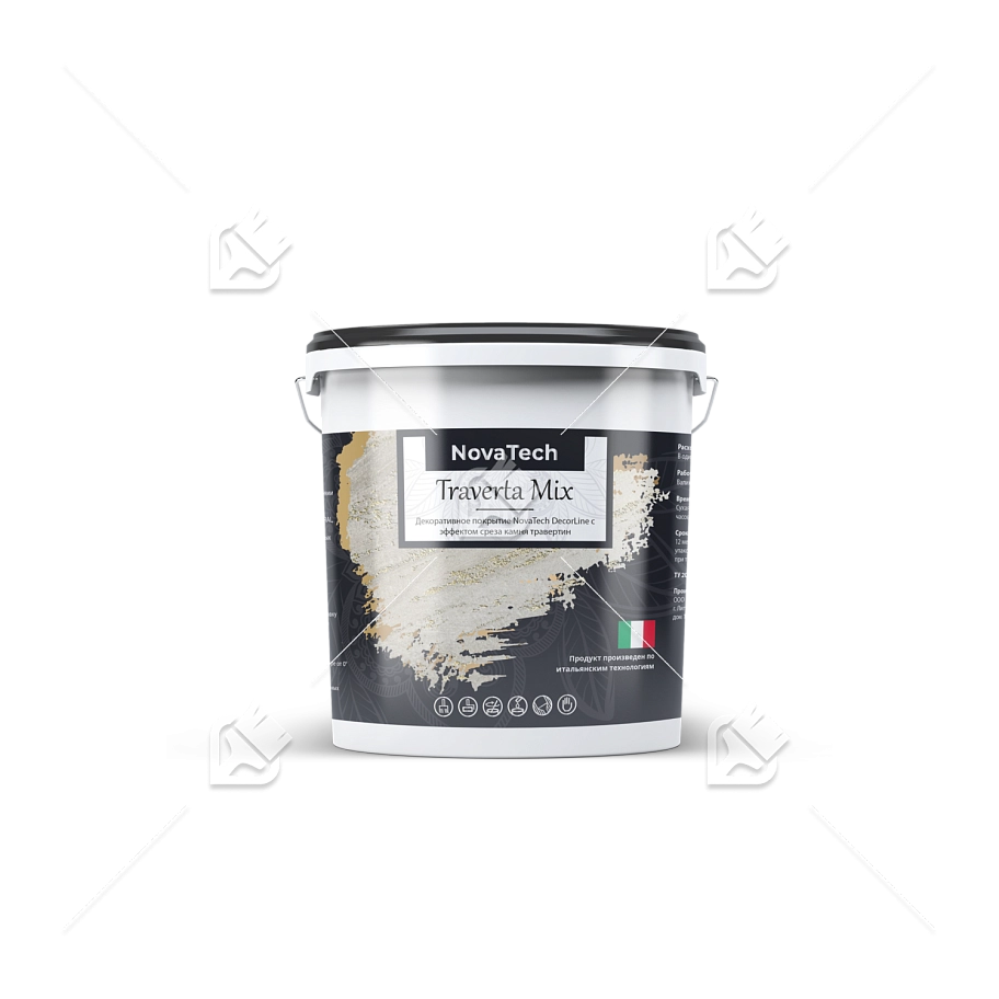 Штукатурка декоративная NovaTech Traverta Mix эффект камня травертина 16 кг