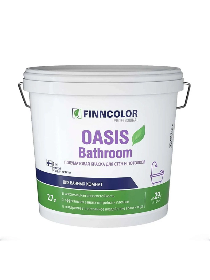 Краска для влаж. помещений OASIS BATHROOM A п/мат 2,7л