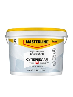 Краска для потолка водно-дисперсионная Masterline Maestro Белый Потолок Люкс глубокоматовая белая 9 л