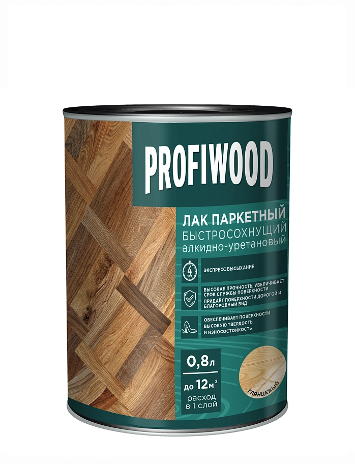 Лак паркетный Profiwood быстросохнущий алкидно-уретановый глянцевый 0,8 л