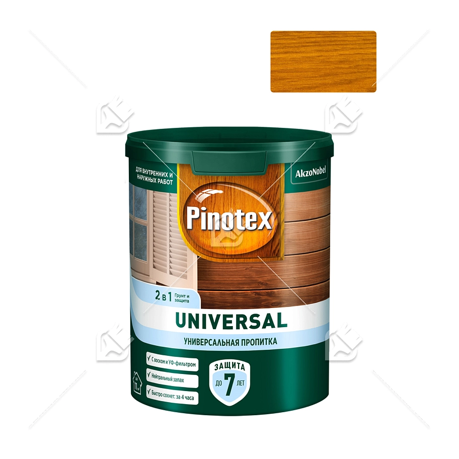 Pinotex Universal 2 в 1 универсальная пропитка для древесины Орегон 0,9 л