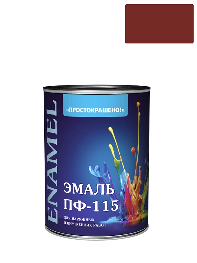 Эмаль ПФ-115 универсальная алкидная Простокрашено красная 1,8 кг