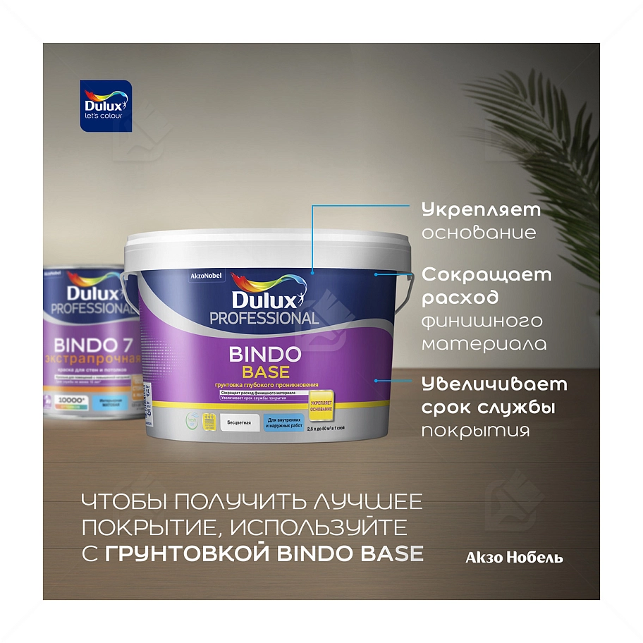 Краска для стен и потолков латексная экстрапрочная Dulux Professional Bindo 7 матовая база BC 9 л.