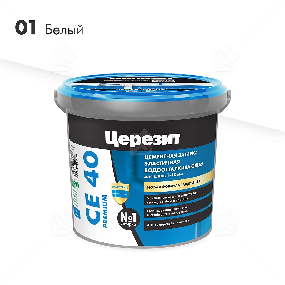 Затирка для швов до 10 мм водоотталкивающая Церезит СЕ 40 Аквастатик 01 белая 1 кг