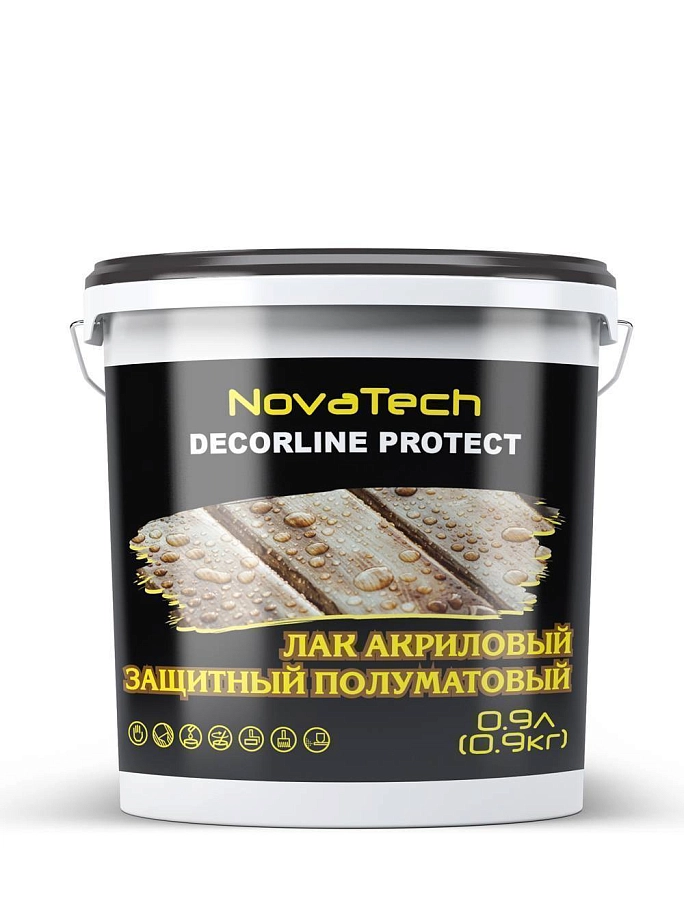 Лак акриловый защитный NovaTech Decorline Protect полуматовый 0,9 л