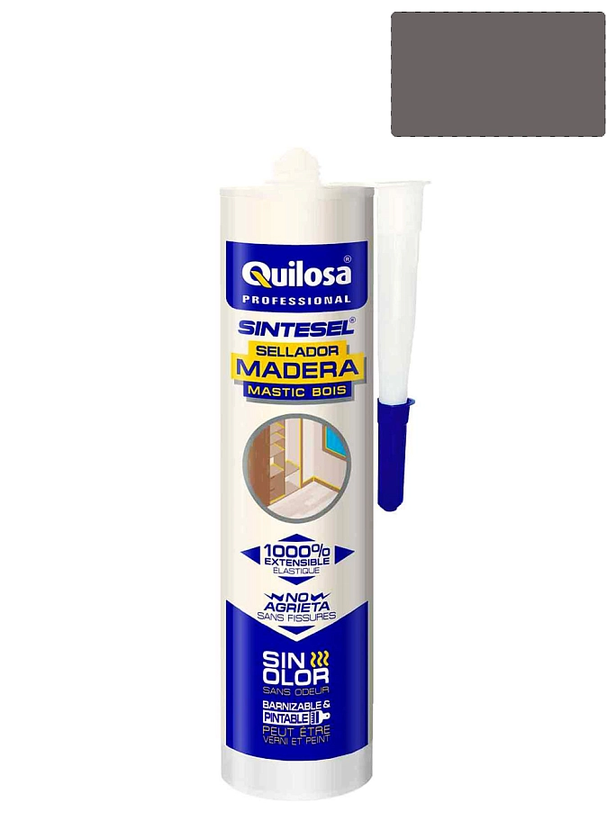 Герметик акрил-силиконовый для дерева Quilosa Madera Sintesel темно-серый дуб 280 мл.