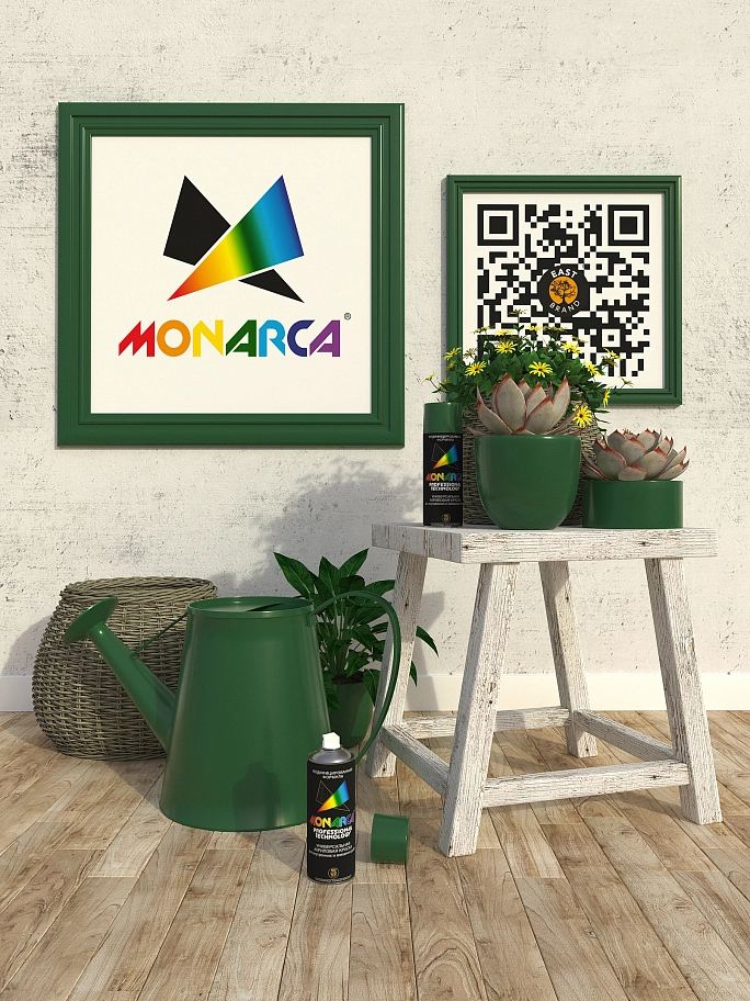 Краска универсальная аэрозольная акриловая Eastbrand Monarca RAL 6002 зеленый лист 520 мл.