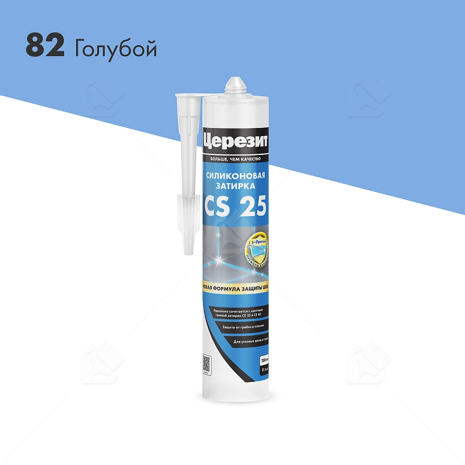 Герметик-затирка силиконовая противогрибковая Церезит CS 25 82 голубой 280 мл