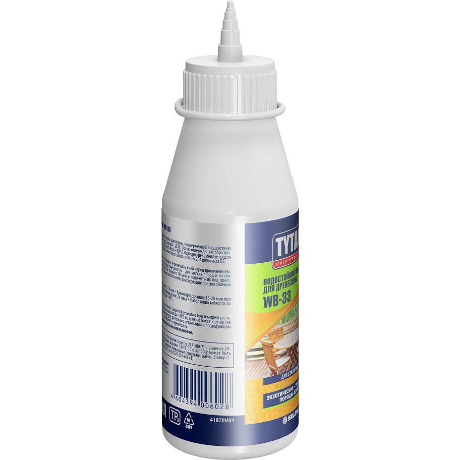 Клей ПВА D3 для древесины Tytan Professional WB-33 прозрачный 175 мл