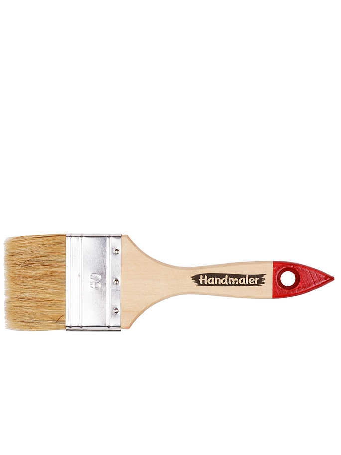 Кисть плоская Handmaler светлая натуральная щетина деревянная лакированная ручка 60 мм.