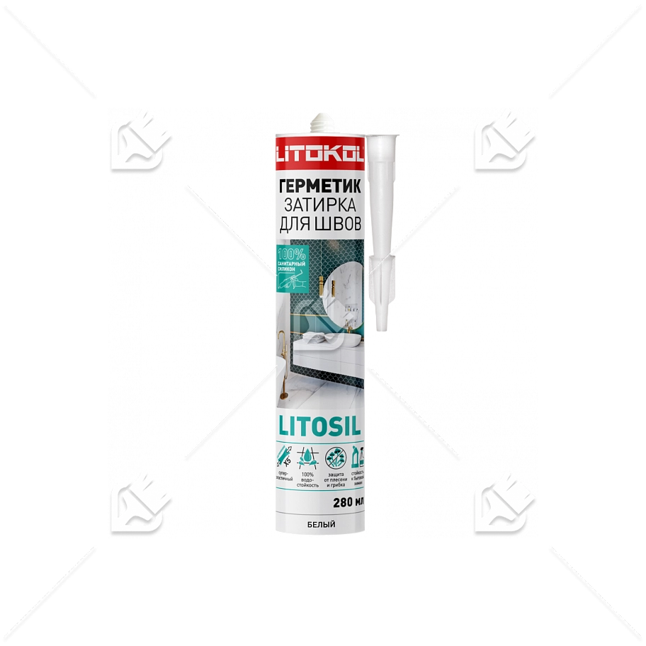 Герметик санитарный силиконовый Litokol Litosil светло-серый 280 мл