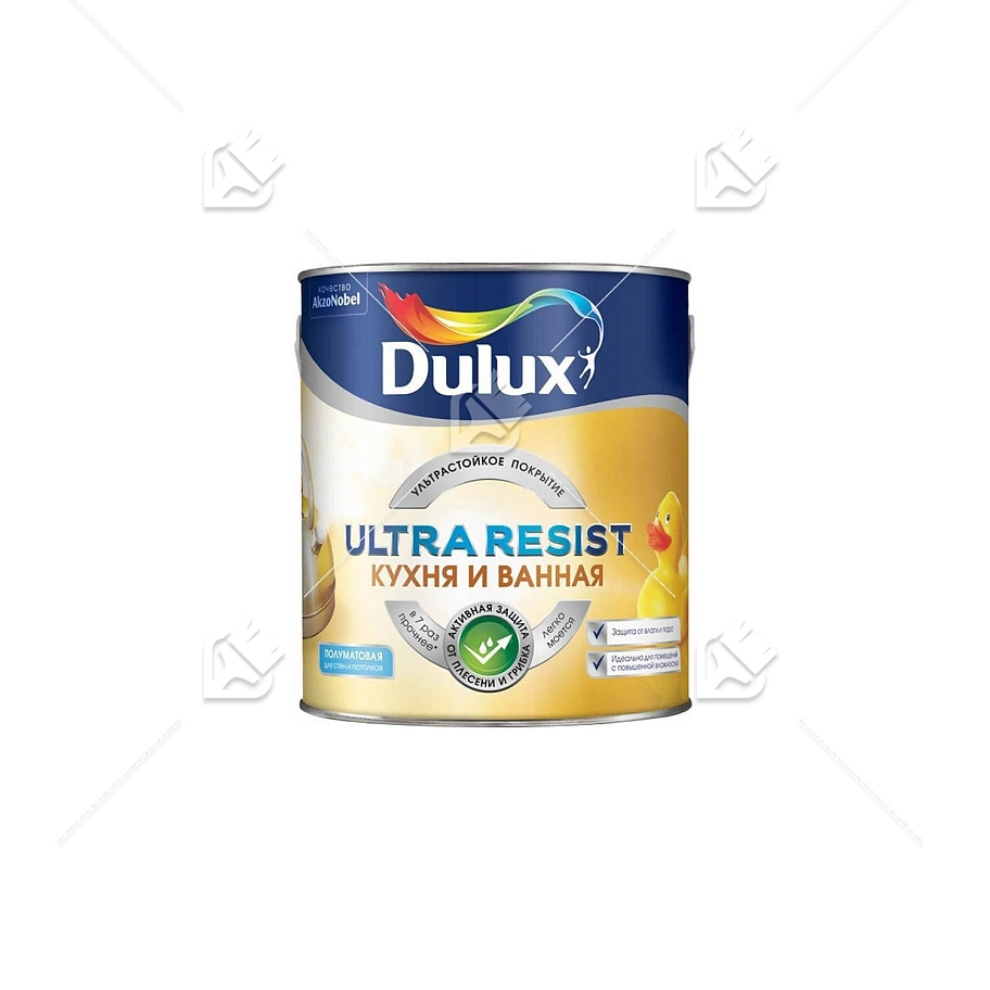 Краска для кухни и ванной латексная Dulux Ultra Resist полуматовая база BW 2,5 л.